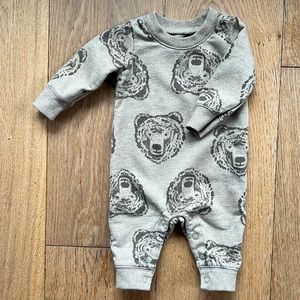 Brown All Over Bear Print Sweatsuit Onesie